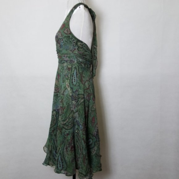 Suzie Chin Silk Halter Dress Empire Waist - Picture 3 of 9